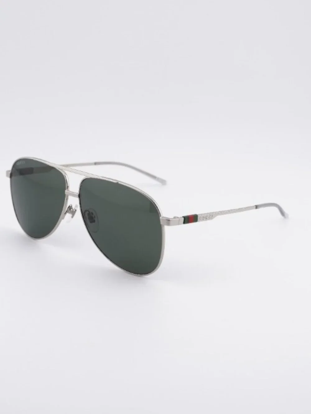 Gucci GG1677S 001 Sunglasses Silver Aviator Frame, Grey Lenses